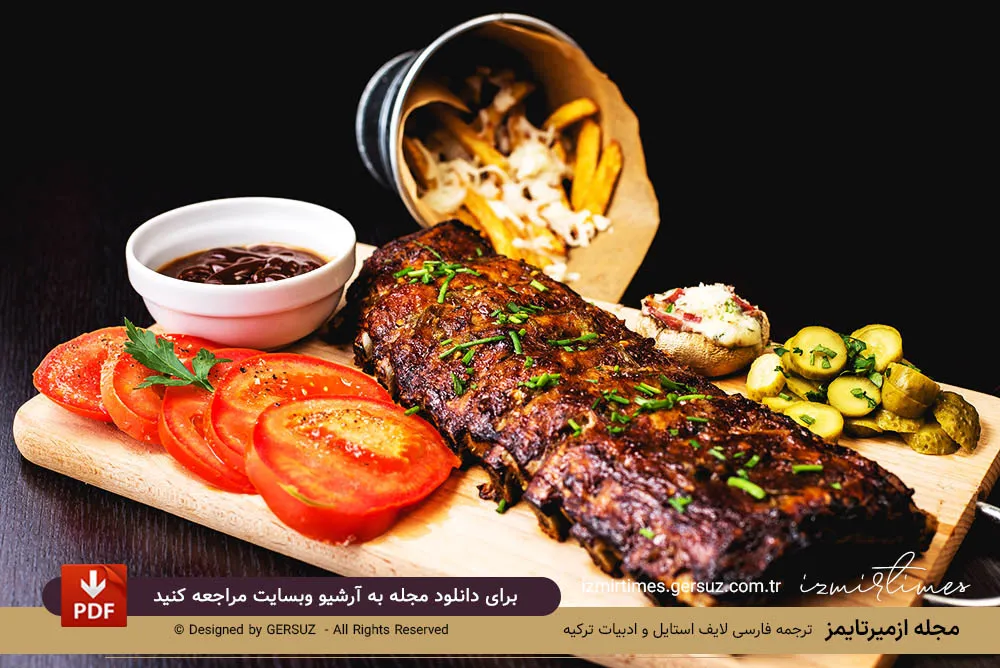 کباب دنده با ترشی و سس مخصوص